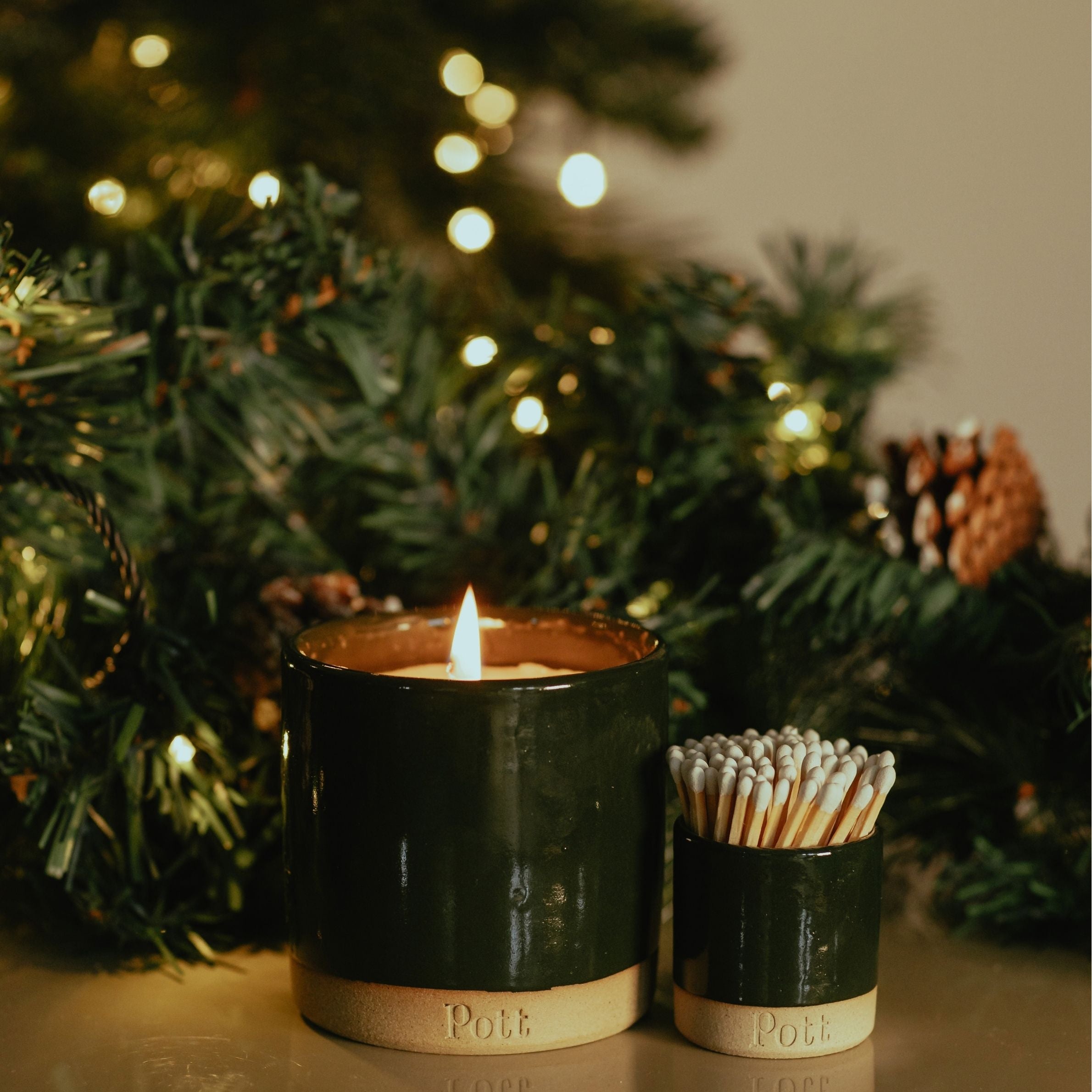 Holly with Fir Refillable Candle Starter Pack (Standard Size)