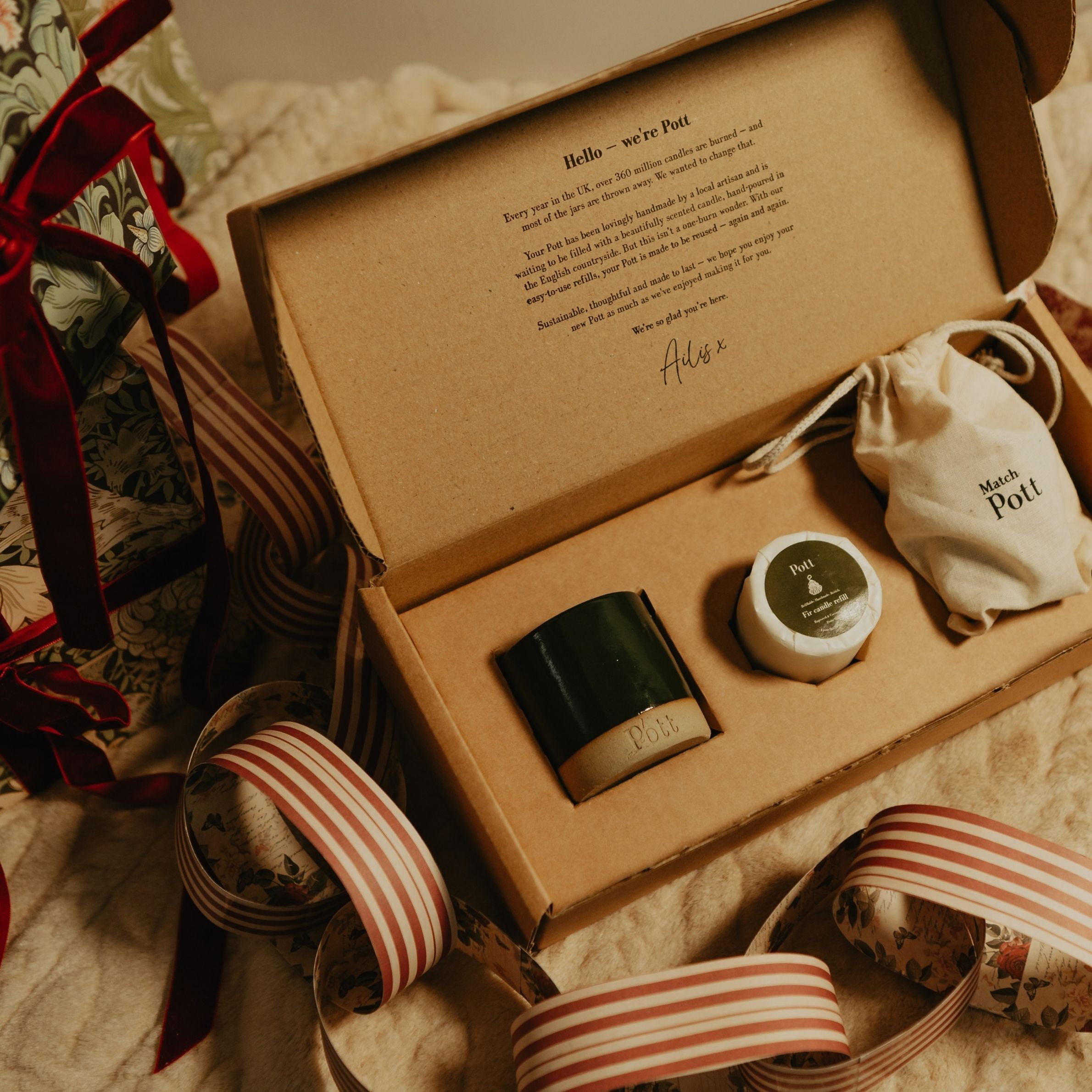 Holly with Fir Refillable Candle Starter Pack (Petite Size)