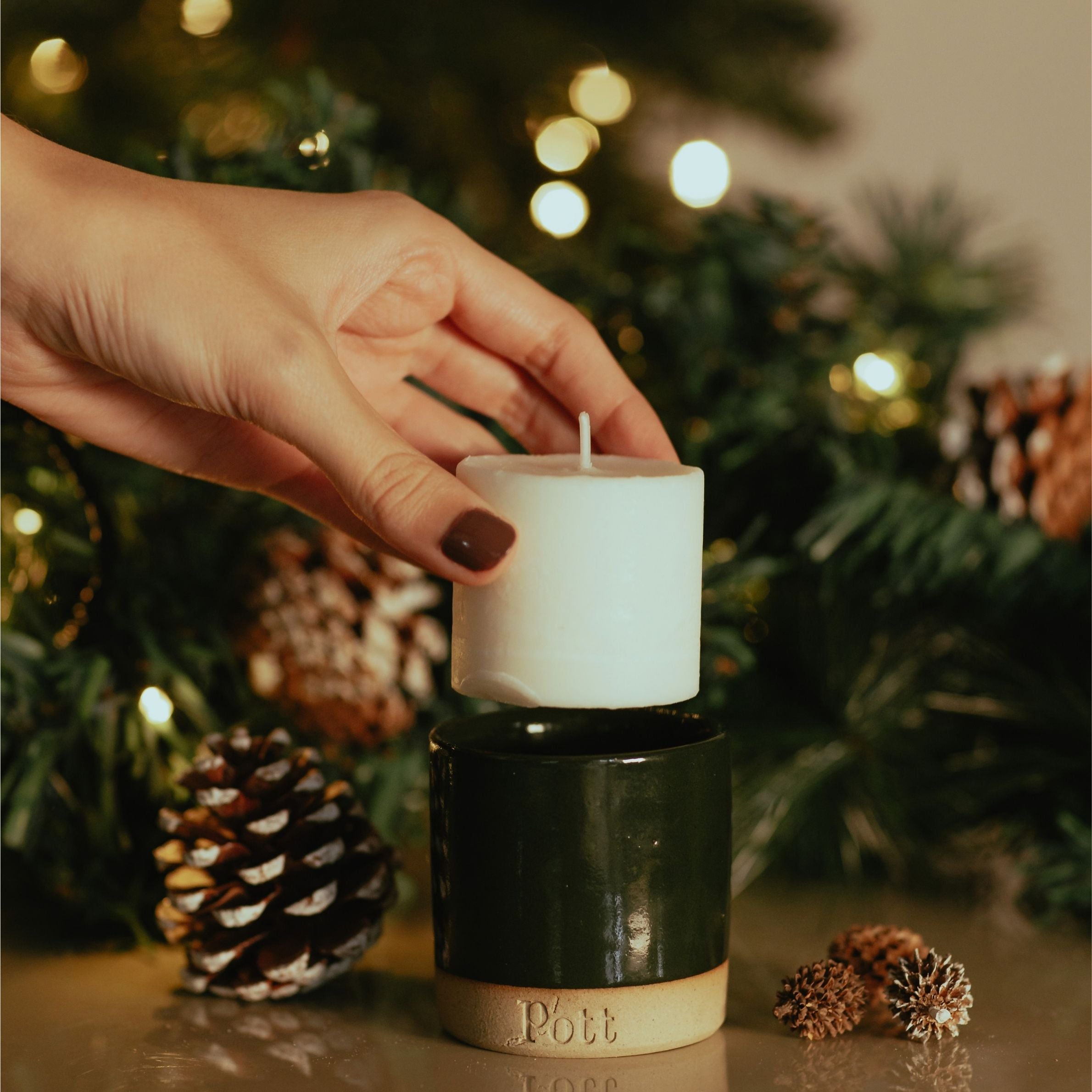 Holly with Fir Refillable Candle Starter Pack (Petite Size)