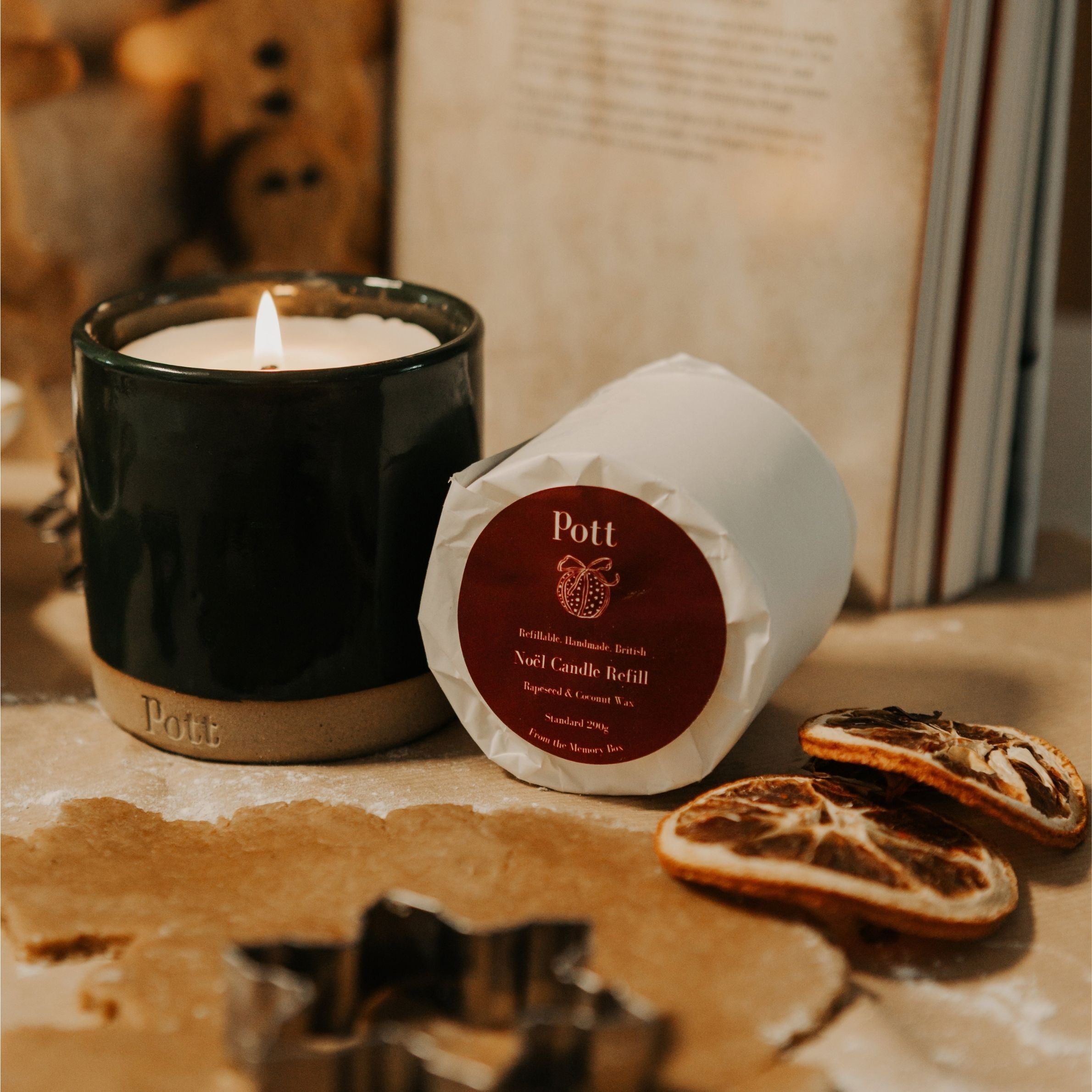 Holly with Noël Refillable Candle (Standard Size)