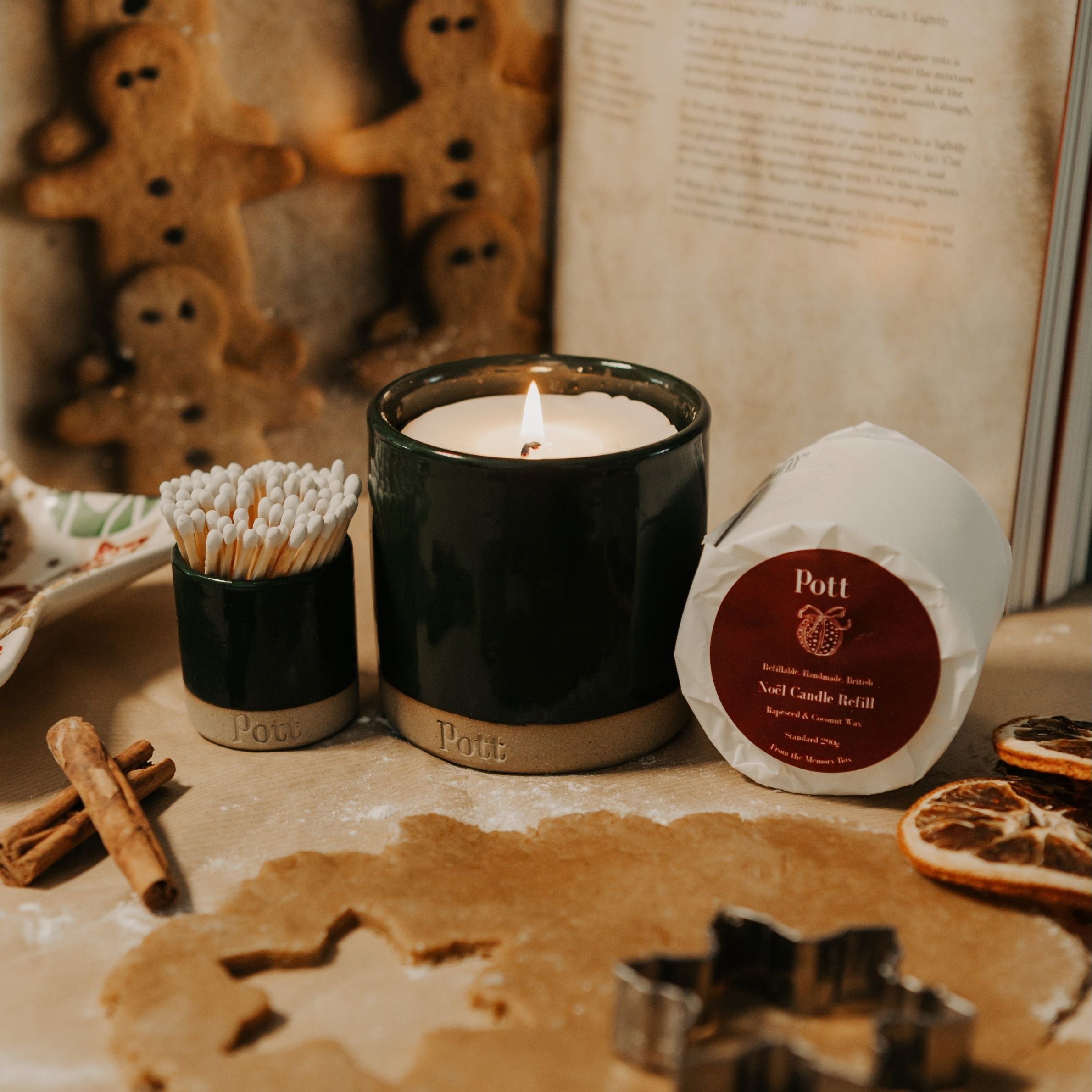 Holly with Noël Refillable Candle Starter Pack (Standard Size)